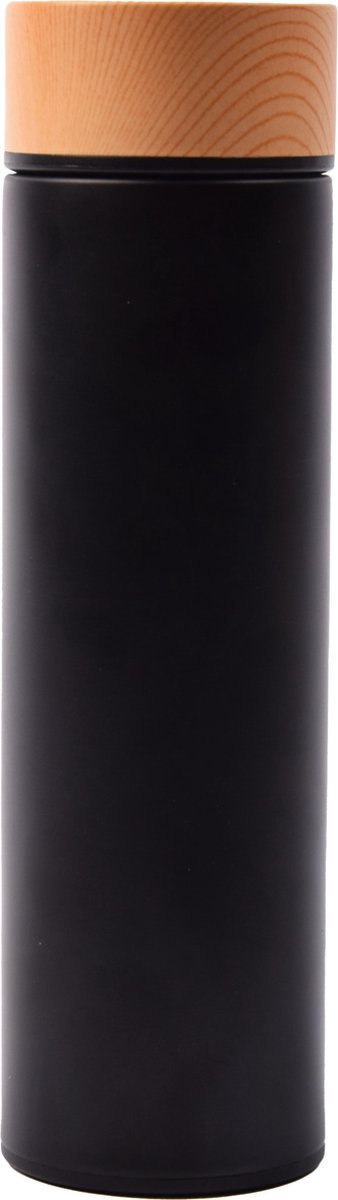 Discountershop® |Thermos Isoleerfles - 450ml -Compact Isoleerfles 6.5 x 6.5 x 22.4 cm - Zwart