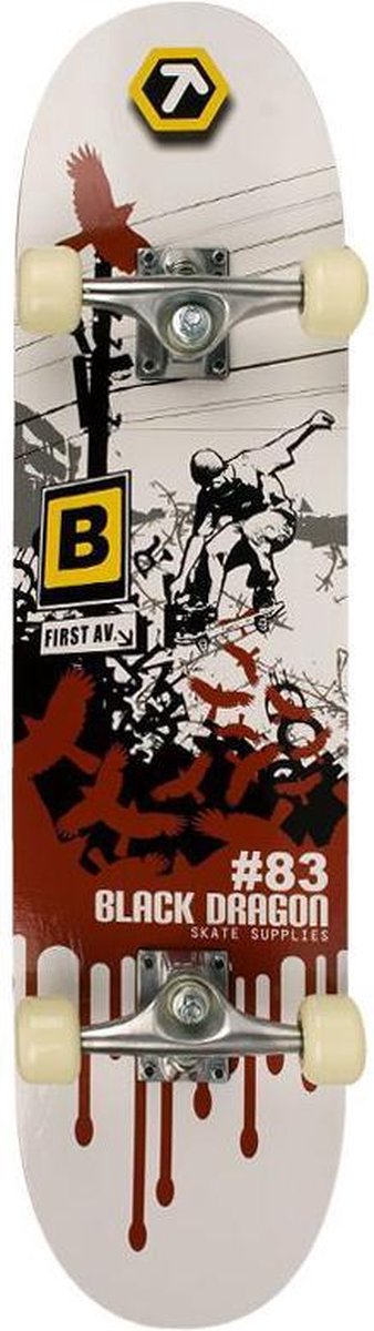 Black Dragon Skateboard - Street Credits - Wit/Rood/Zwart