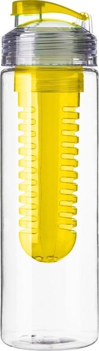 Drinkfles/waterfles met fruitfilter geel 650 ml - Fruit infuser - Fruitwater fles transparant/geel