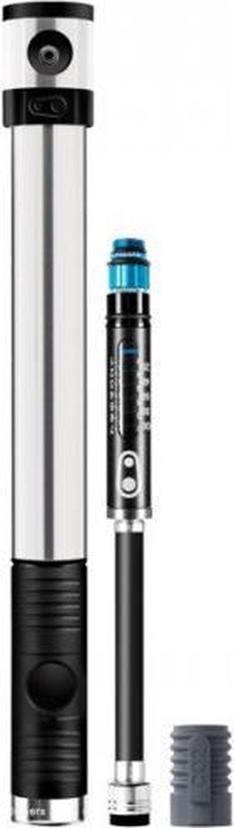 Crankbrothers Co2 handpomp Klic voor mountainbike - aluminium met drukmeter -260 mm - zilver
