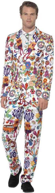 Veelkleurig Mr. Groovy kostuum voor mannen - Verkleedkleding - Maat M