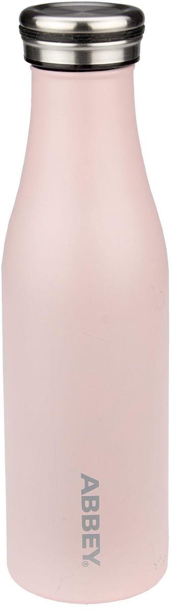 Abbey Drinkfles Dubbelwandig - Victoria - 0.45 L - Licht roze/Zilver