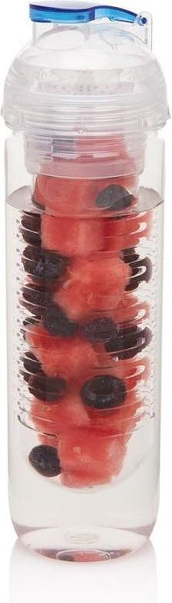 Loooqs waterfles voor fruit met infuser 500 ml - Kleur - Blauw
