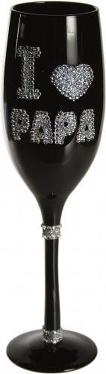Zwart champagne glas I love papa