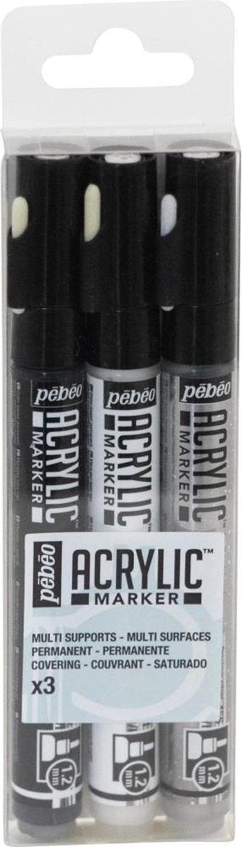 Pebeo -  Acryl markers - 1.2mm - zwart