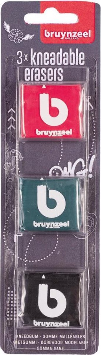 Bruynzeel Kneedgummen 3 Stuks Assorti