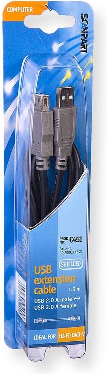 Scanpart USB Kabel 2.0 A(M)-A(F) 1