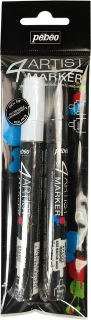 Pebeo - 4Artist Markers 4.0mm - Zwart&Wit - set 2 stuks