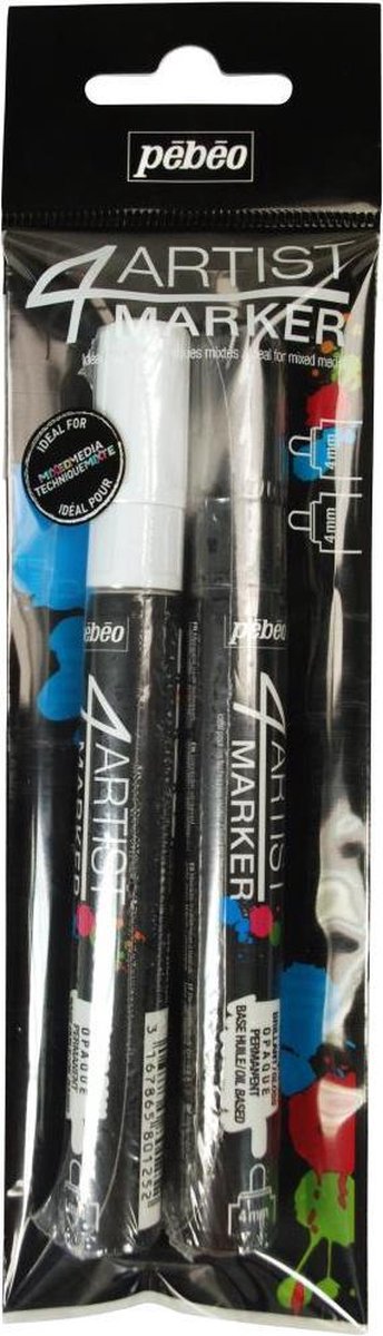 Pebeo - 4Artist Markers 4.0mm - Zwart&Wit - set 2 stuks