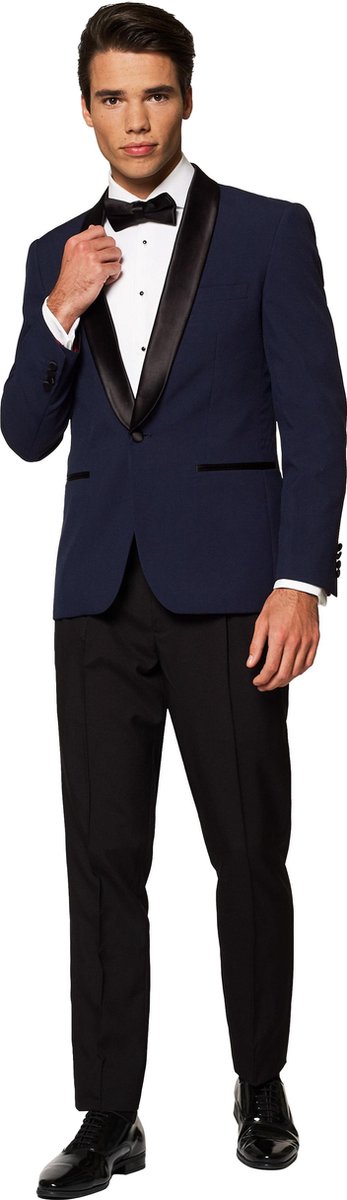 OppoSuits Jet Set Black - Heren Tuxedo Smoking met Vlinderdas - Chique - Zwart - Maat EU 50