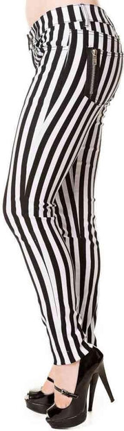 Banned Skinny fit broek -XL- STRIPE Wit/Zwart