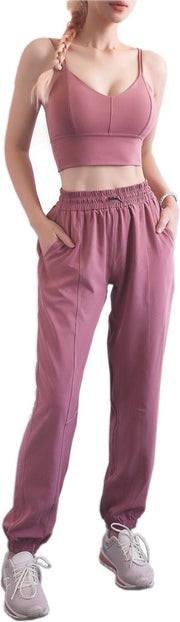 Su.B.dgn Yoga Fitness Kleding Set voor Dames - Sportbroek Dames en Sport Top Dames - Workout Broek en Yoga Top - Paars