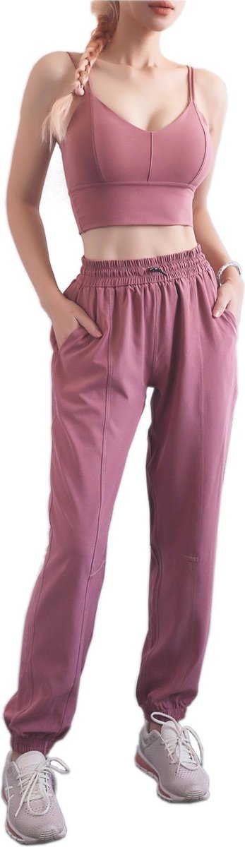 Su.B.dgn Yoga Fitness Kleding Set voor Dames - Sportbroek Dames en Sport Top Dames - Workout Broek en Yoga Top - Paars