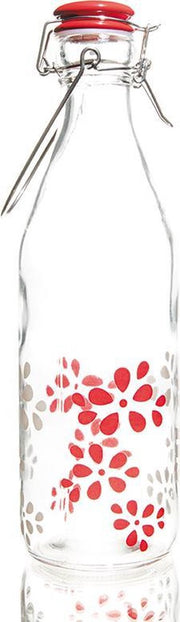 Zak!Designs - Lily Fles - Incl. Vergrendelbare Dop - Glas - 1 l - Rood