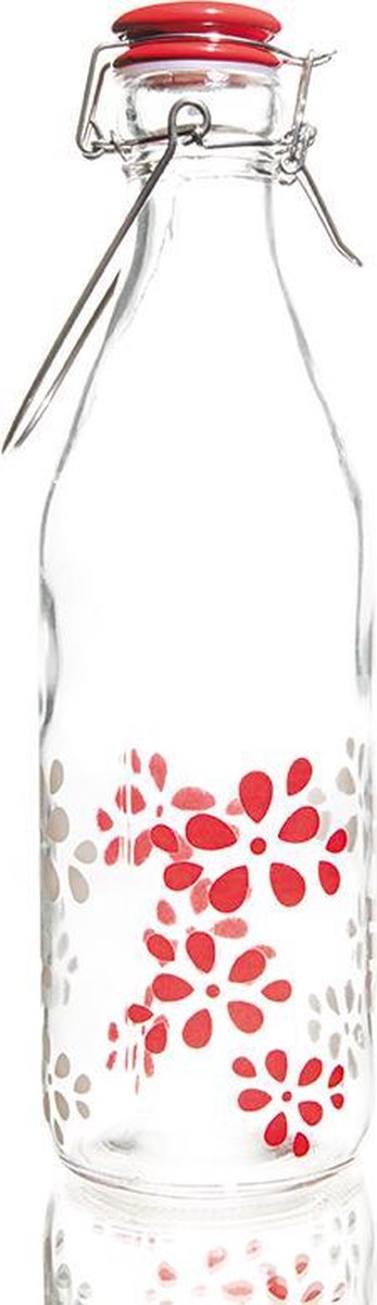 Zak!Designs - Lily Fles - Incl. Vergrendelbare Dop - Glas - 1 l - Rood