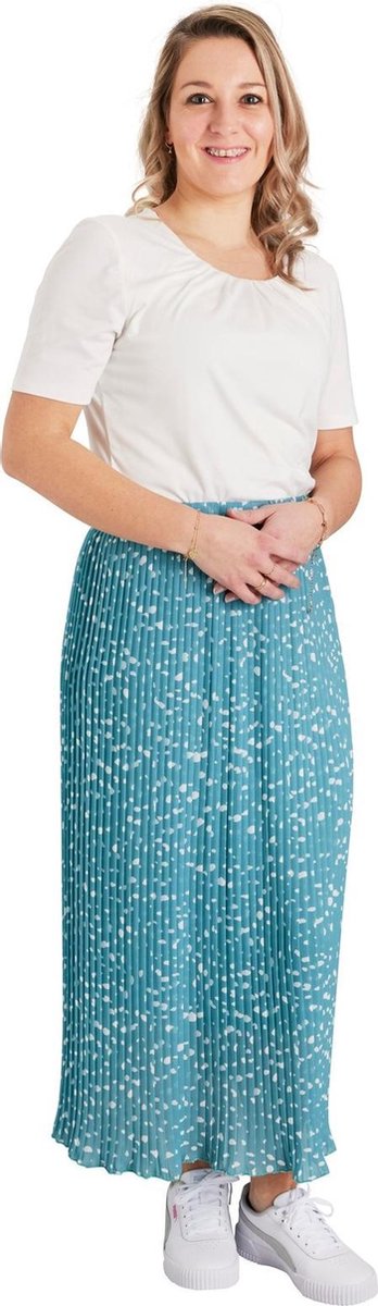 Dames plisse stippen donkermint lang | Maat Onze size (XS-XL)