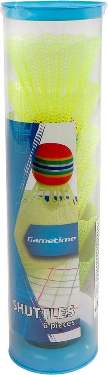 Gametime Badmintonshuttles 7 Cm Nylon Geel 6 Stuks