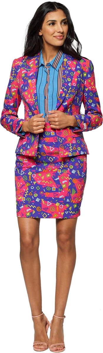 OPPOSUITS - Kleurrijk jaren 90 Mrs. Symbol Opposuits kostuum voor vrouwen - L - Volwassenen kostuums