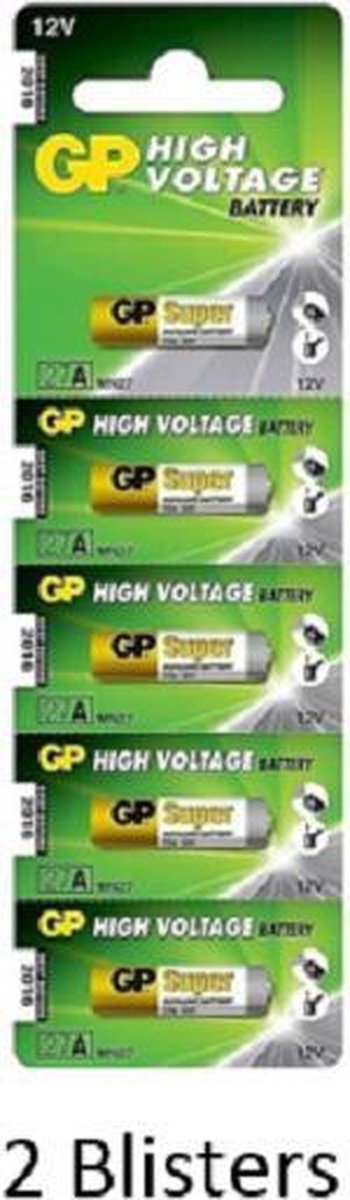 10 stuks (2 blisters a 5 stuks) GP Alkaline super batterij 27A 12V