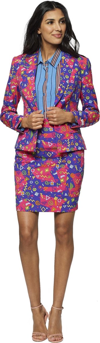 OPPOSUITS - Kleurrijk jaren 90 Mrs. Symbol Opposuits kostuum voor vrouwen - M/L (EU 42) - Volwassenen kostuums