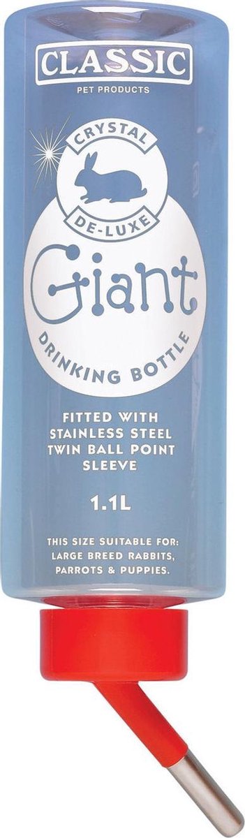 Classic Drinkfles voor grote konijnen - 1100 ml - Transparant