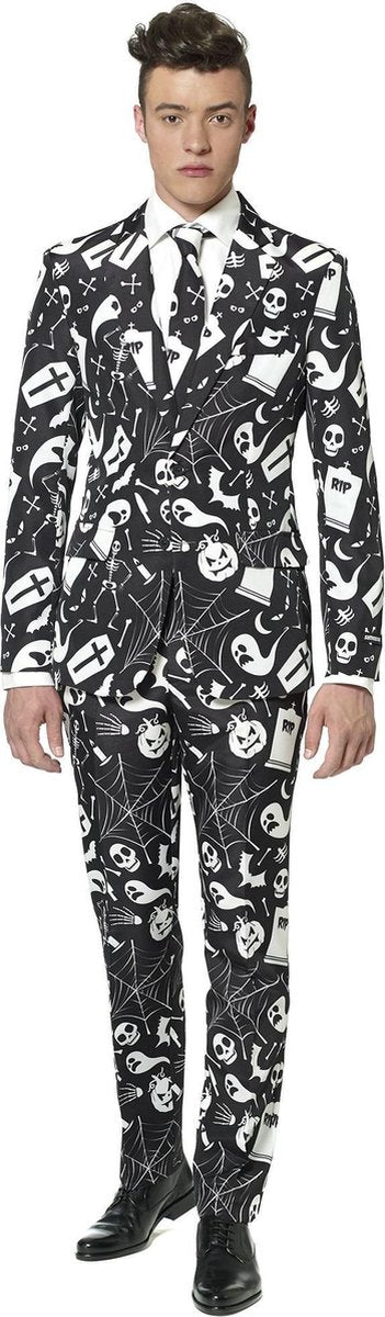 Suitmeister Black Icons - Mannen Zomer Kostuum - Zwart - Halloween - Maat S