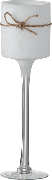 J-Line Kaarshouder Op Voet Rond Glas/Koord Wit Large