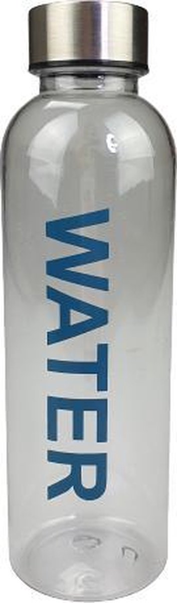 Water fles met print Water - Transparant / Blauw - Kunststof