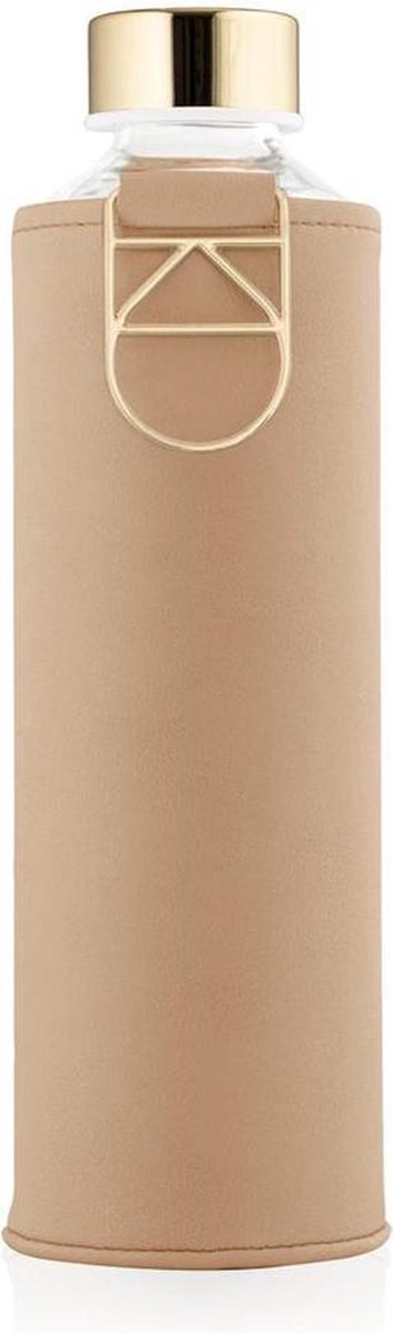 Equa Glazen Waterfles - Sienna - 750 ml - Mismatch met Hoes - Imitatieleer - BPA vrij