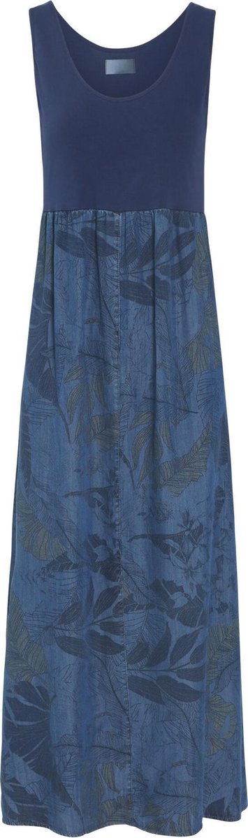 Cassis - Jurk in tricot en bedrukte tencel - Marineblauw