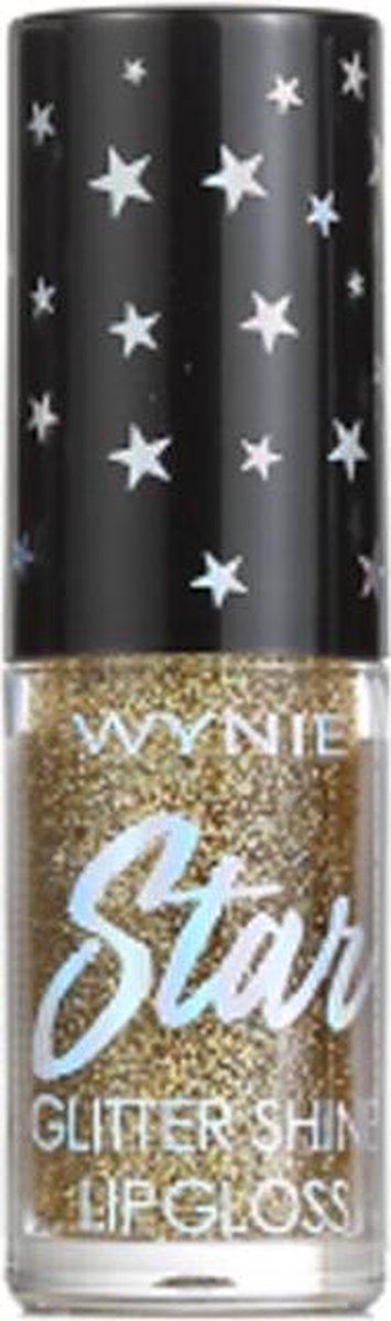 Wynie - Star - Glitter Shine Lipgloss - Transparant met Goud mini multi gekleurde Glitter - Nummer 004 - 1 stuks