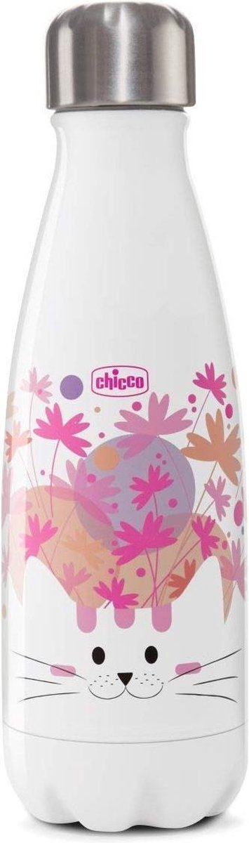 Chicco Drinkfles Poes Junior 350 Ml Rvs Wit