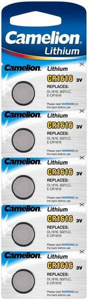 5x Lithium knoopcel batterijen CR1616 3V Camelion - Platte batterijen 5x stuks