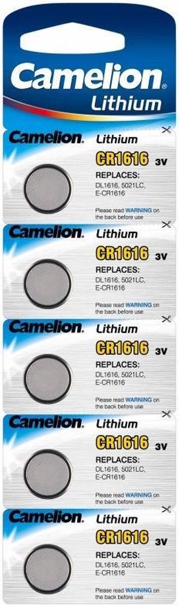 5x Lithium knoopcel batterijen CR1616 3V Camelion - Platte batterijen 5x stuks