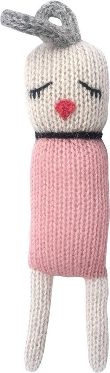 Luckyboysunday Knuffelvogel Junior 14 Cm Alpaca Wol Wit/roze