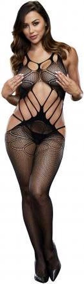 Baci - Criss Cross Crotchless Bodystocking One Size
