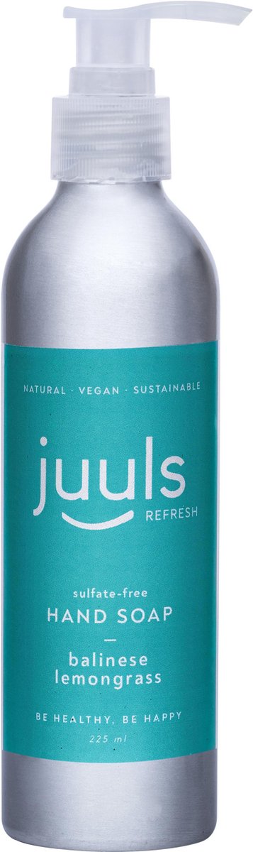 Juuls Vegan Care - Handzeep - Vloeibaar - Citroengras - Vitamine E - Diervriendelijk - Zonder Siliconen - Zonder Parabenen - Duurzaam - Zero Waste - Pompflesje - 225 ml.