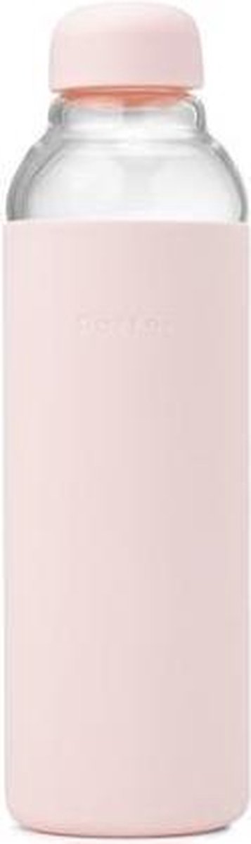 W&P Design Porter - The Porter Bottle - Roze  - glazen water fles - herbruikbaar - 592 ml - crème - borosilicaat glas - siliconen hoes