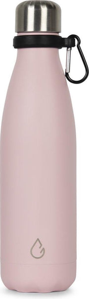 Wattamula Design eco RVS drinkfles - pastel roze - met extra carrier - 500 ml - waterfles - thermosfles - sport