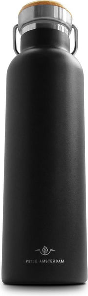 Potje Amsterdam Go 580 ML Black - Drink- & Thermosfles - Dubbelwandig RVS- Houdt je drank 8 uur warm en 12 uur koud - Duurzaam -  Ideaal voor tijdens het sporten of voor onderweg