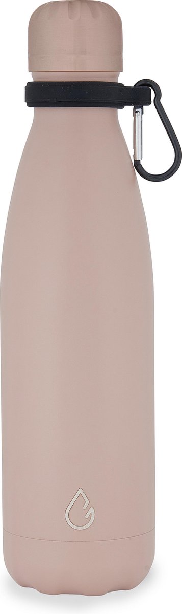 Wattamula Luxe Design eco RVS drinkfles - nude - met extra carrier - 500 ml - waterfles - thermosfles - sport