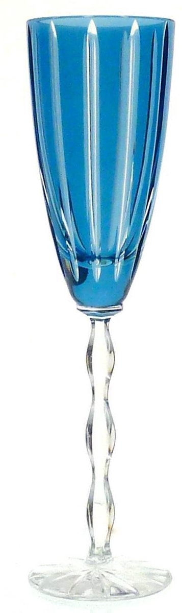 Mond geblazen kristallen champagneglazen - Flute LUXORIA - light blue - set van 2 glazen - gekleurd kristal