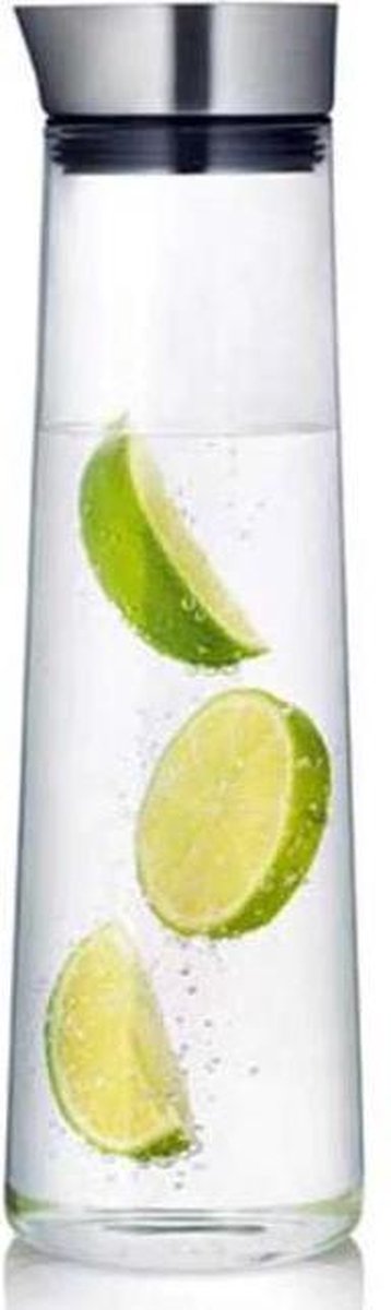 Krumble Karaf van glas - 1000ml - 1 liter - Glazen waterfles - RVS - Tafel water