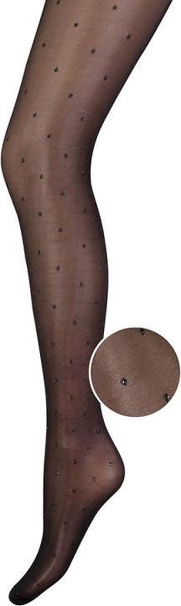 Marianne Panty met stipjes/ nopjes - 20 denier - zwart - L/XL