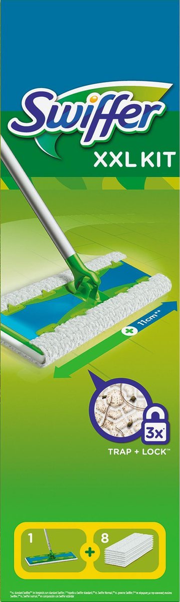 Swiffer Vloerreiniger XXL Starterskit Met 1 Handvat + 8 Droge Doekjes Navullingen
