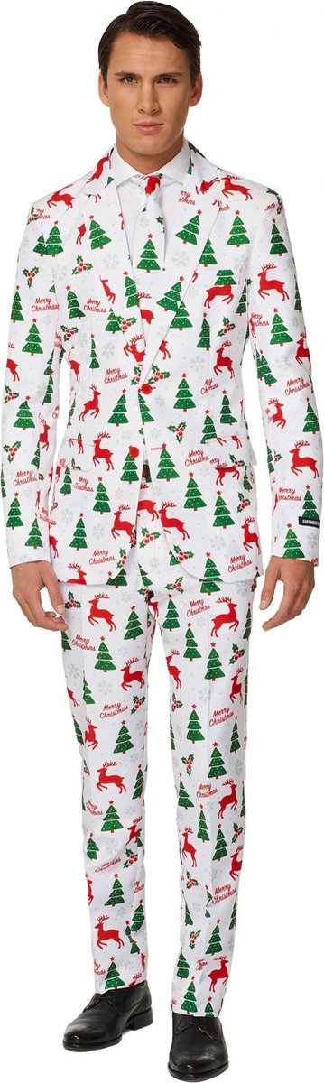 OPPOSUITS - Wit Mr. Merry Xmas Suitmeister kostuum voor mannen - XXL (EU 62) - Volwassenen kostuums