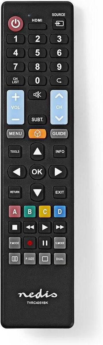 Vervangende Afstandsbediening | Geschikt voor: LG / Panasonic / Philips / Samsung / Sony | Voorgeprogrammeerd | Aantal apparaten: 1 | Duidelijke Lay-out / 5-in-1 Design | Infrarood | Zwart