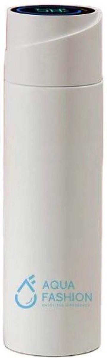 Aquafashion UV Waterfles - Slimme Drinkfles - Zelf Reinigende Fles - UV Filter - Roestvrijstalen Thermofles - Smart Bottle - Luxe multifunctionele Veldfles - Temperatuur indicator - Drink reminder - Anti slip en lek - RVS - 450 ML - Model 2021 - Wit