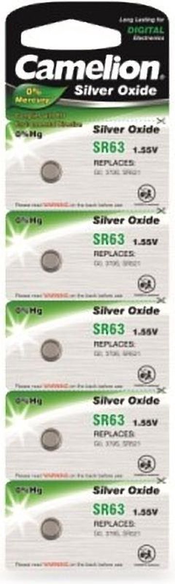 Camelion SR63 / sg0 - zilveroxide knoopcel - 1.55 volt / 5 stuks