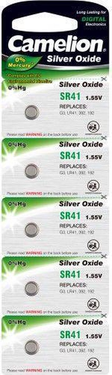 Camelion SR41 / SG3 - zilveroxide knoopcel - 1.55 volt / 5 stuks